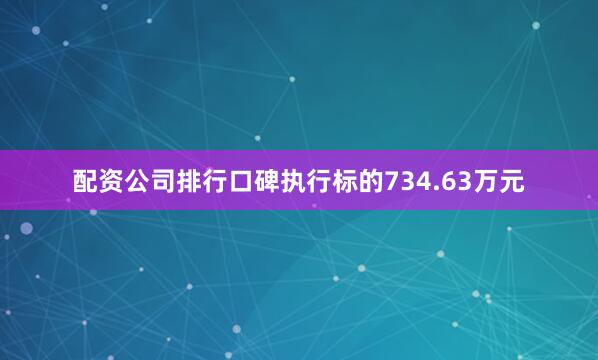 配资公司排行口碑执行标的734.63万元