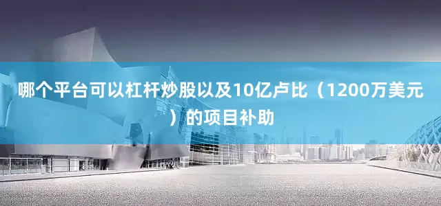 哪个平台可以杠杆炒股以及10亿卢比（1200万美元）的项目补助